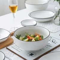 white dinner plate set ceramic kitchen plate tableware set food dishes rice salad noodles soup bowl dish set dinnerware