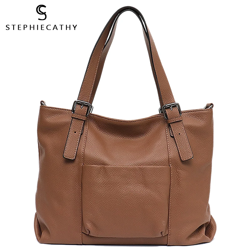 Женская сумка тоут из натуральной кожи с пряжкой и ручками| |