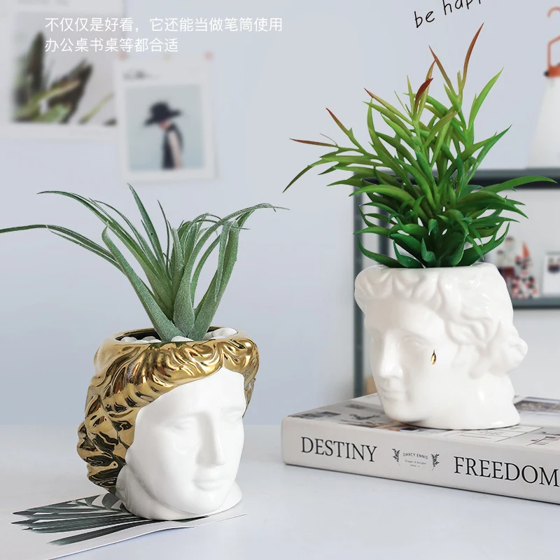 

American Style Office Decor David White Ceramic Planter Vase Decoration Household Planters for Indoor Plants Succulents Plants