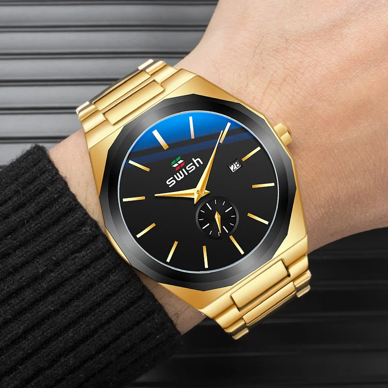 

SWISH 2020 Business Watches Quartz Men Silver Fashion Chronograph Watch Calendar Military Sports Wristwatch Male Montre Luxe