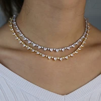 iced out bling aaa heart cubic zircon 1 row tennis chain necklace women choker necklace jewelry gold silver color charms jewelry