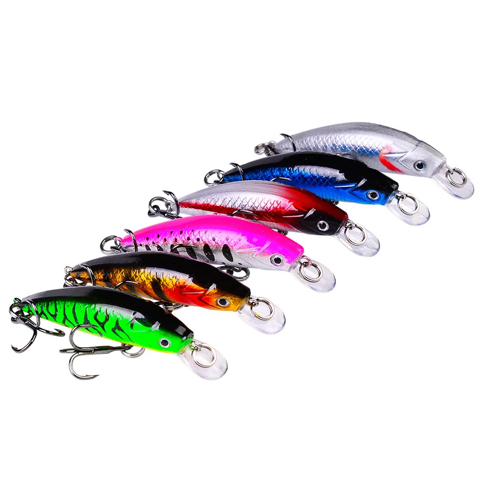 

1PCS Submerged Minnow Fishing Lures Set 6cm 6g Plastic Hard Artificial 6 Color Crankbait Fake Sub Bionic Baits 8# Treble Hook