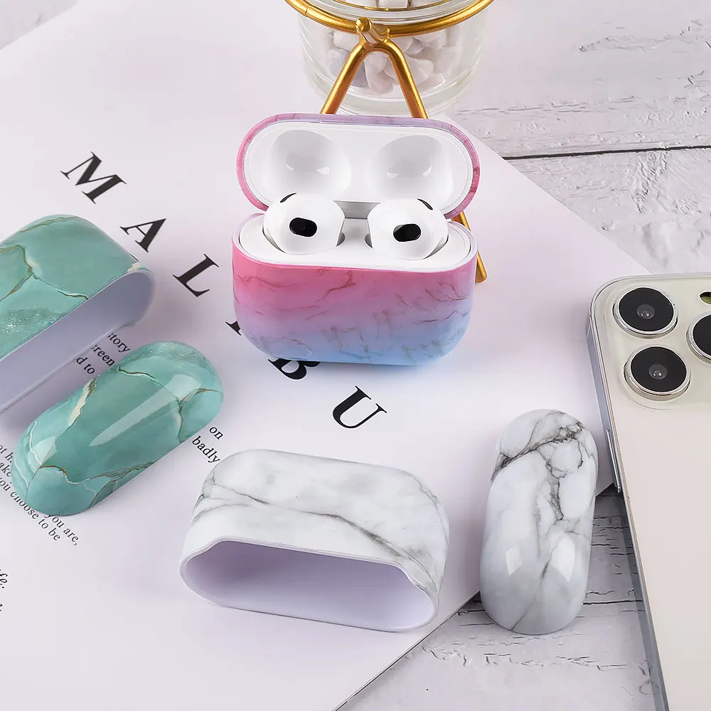 Защитный чехол для AirPods 3 с мраморным рисунком bluetooth-гарнитура Apple airpods3 защитой от