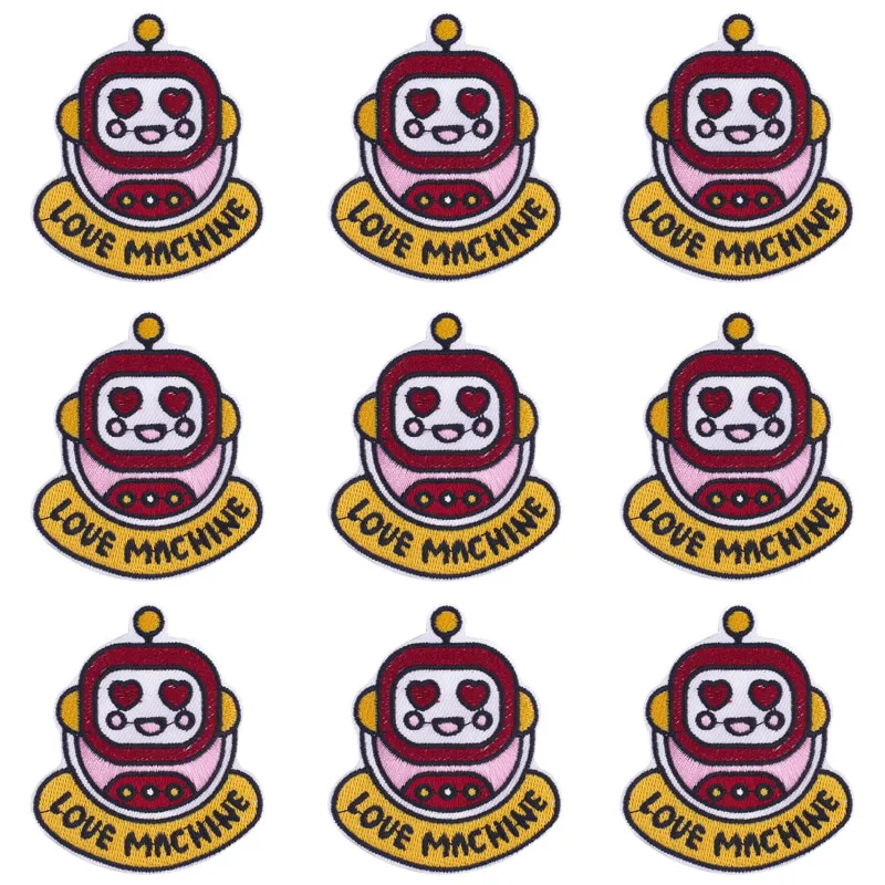 

10Pcs/Set Cartoon Alarm Clock Patch For Clothing Iron On Robot Sexy Lips Embroidered Patches For Clothes Appliques For Badges