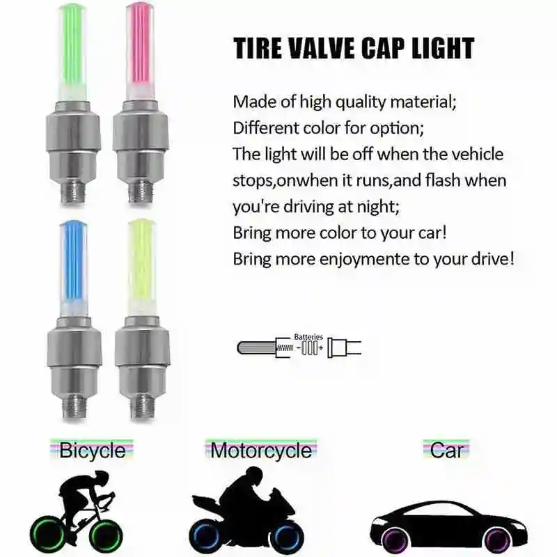 

1 pair of bicycle air nozzle lamp, mountain bike gas bicycle lamp, wind type, tire rod fluorescent wheel door fire accessor Q3Q1