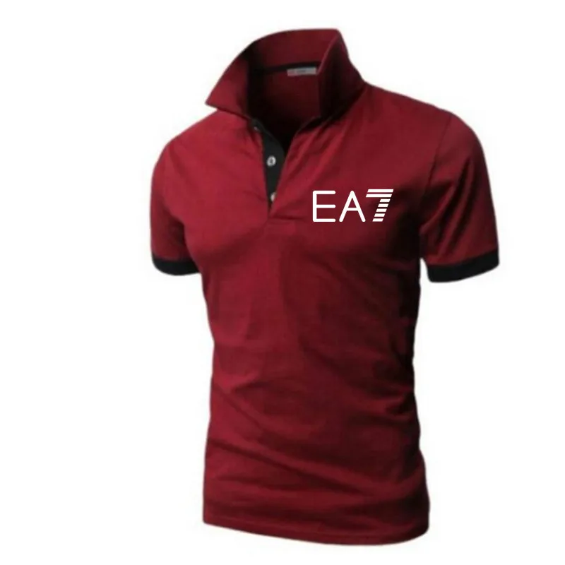 

2021 new summer is the short-sleeved polo shirt men's business lapel fashion casual slim breathable letters British couple