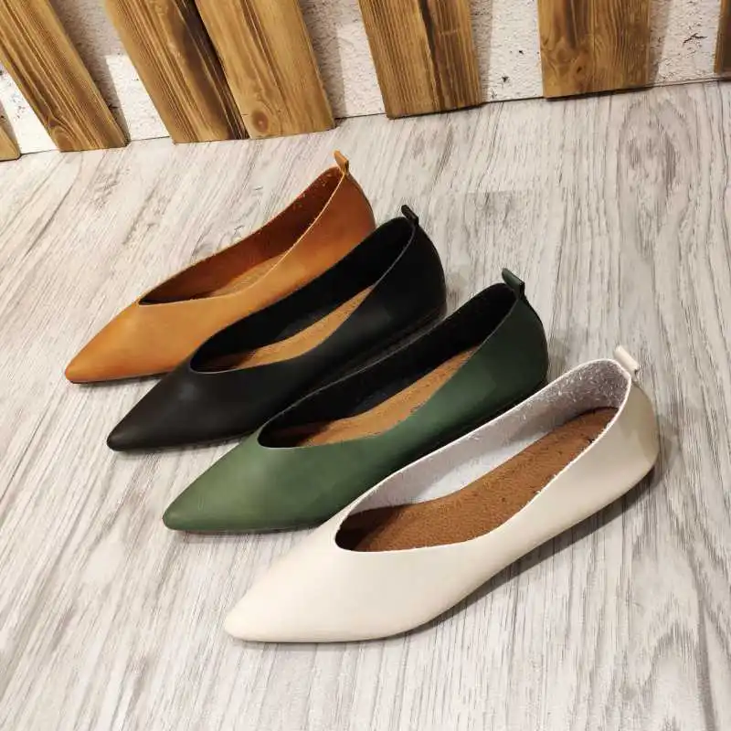

2021 spring new comfortable women's flat shoes pointed toe flat shoes large size women's shoes women's comfortable women's shoes