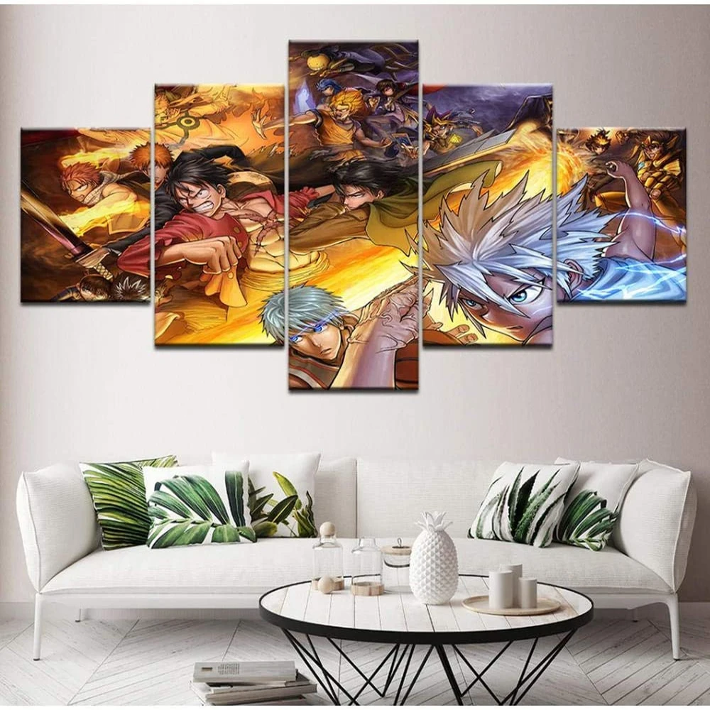 

5 Piece Wall Art Canvas Anime Manga Pictures Figure Posters And Prints Home Modern Living Room Decoration Wall Paintings