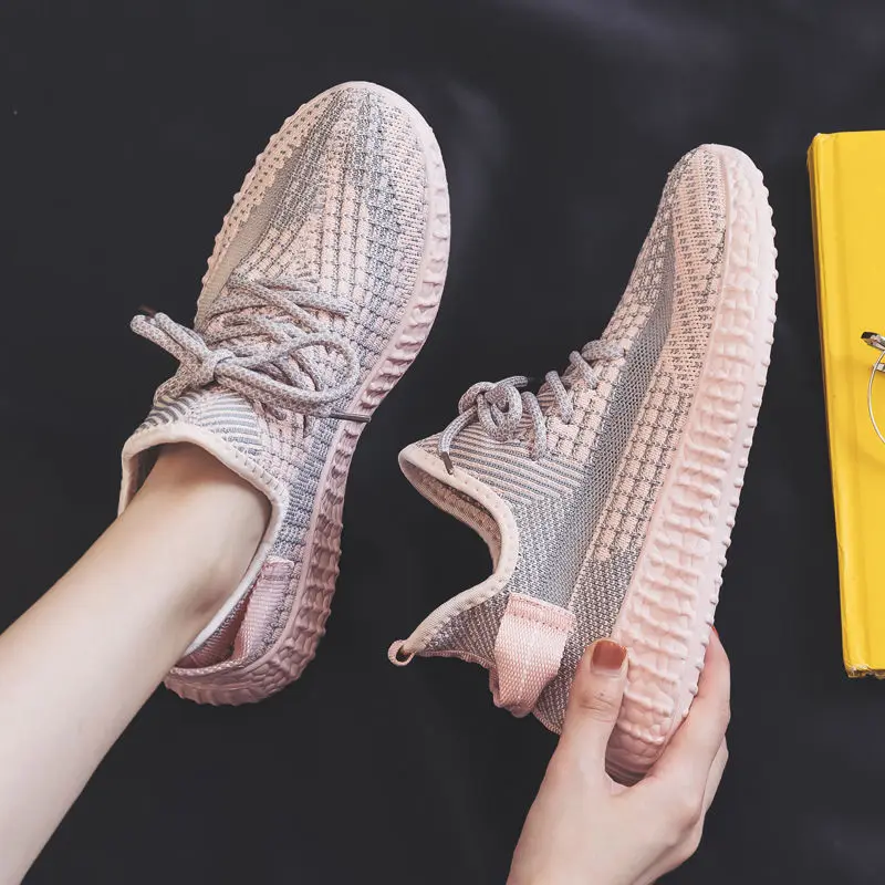 

Maycaur2021 New Womens Sneakers Fashion Comfortable Sports Shoes Outdoor Breathable Gym Shoes Pink Jelly Shoes Woman White Shoes