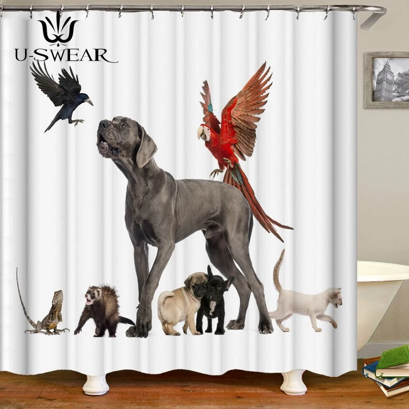 

Waterproof Shower Curtain for Bathroom Funny Cute Pet Print Bathtub Curtains Bathroom Curtain Set Cortina De Ducha SC1047