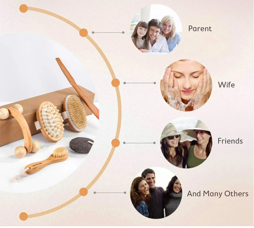 TREESMILE набор сухих щеток для тела, натуральный сухой Щетка для тела для отшелушивающей и лимфатической дренажной Массажная щетка для тела