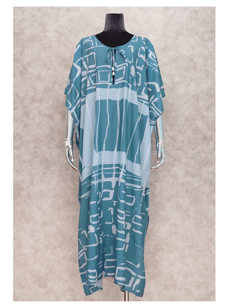 2020 Indigo V-neck Batwing Sleeve Tassel Loose Boho Dress Tunic Beach Kaftan Women Plus Size Casual Street Wear Midi N1150 | Женская