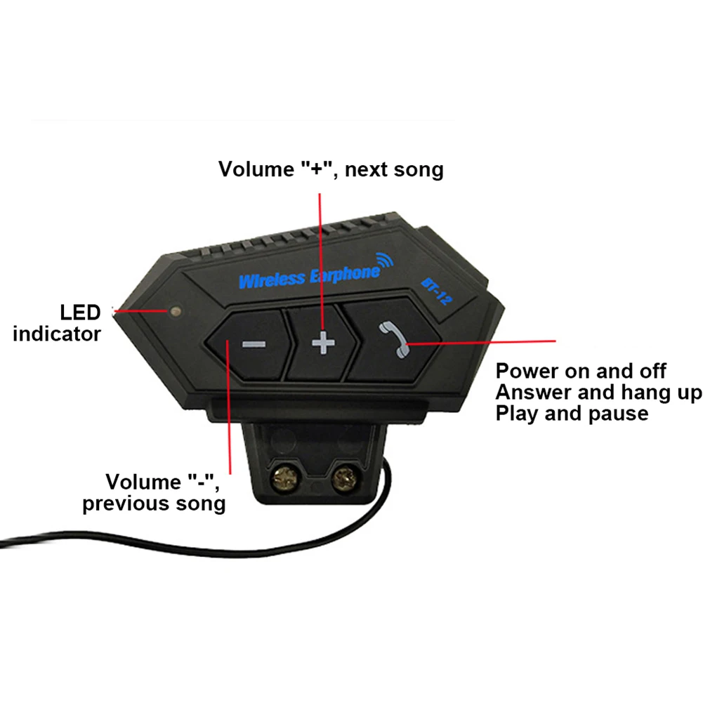

Motorcycle Helmet Bluetooth Headset 15-20Hrs Music Time Sports Riding Earphone Auto Answering with Mic