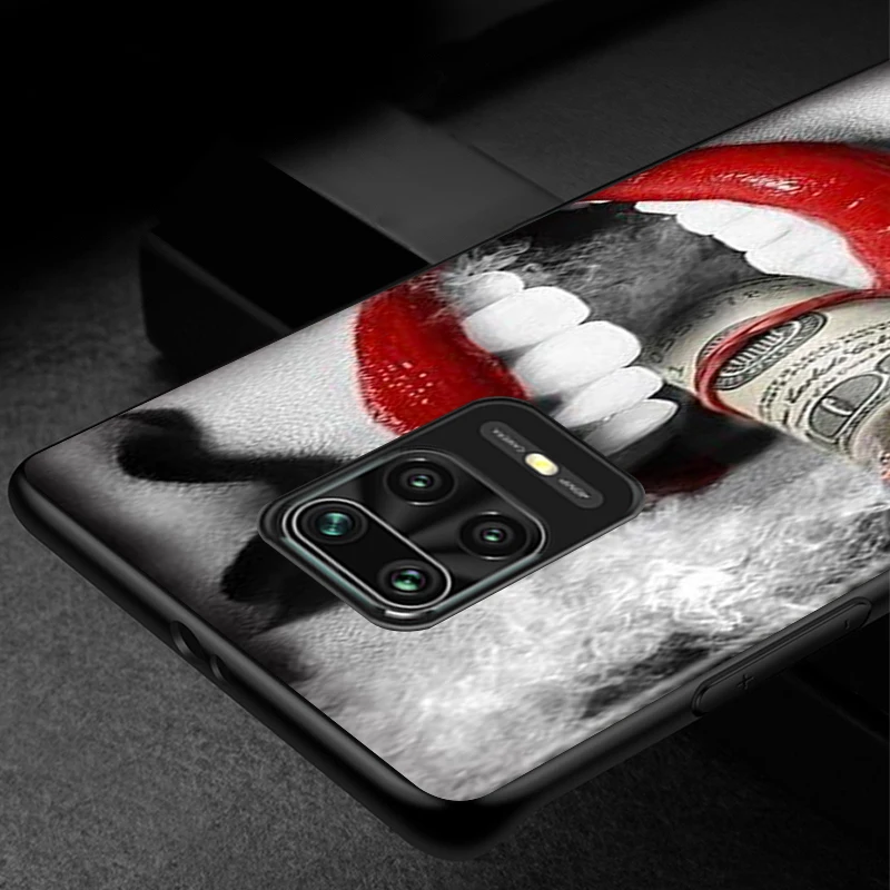 Black Soft Cover Beauty Red Lips for Xiaomi Redmi Note 9 9S 8 8T 7 7S 6 5A 5 4X 4 Pro Max Prime Phone Case