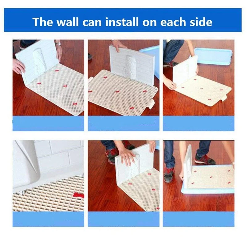 

Indoor Pet Dog Puppy Potty Tray with Pee Post Protection Simulation Wall,No-Torn Puppy Pad Dog Toilet for Male/Boy Puppies and L