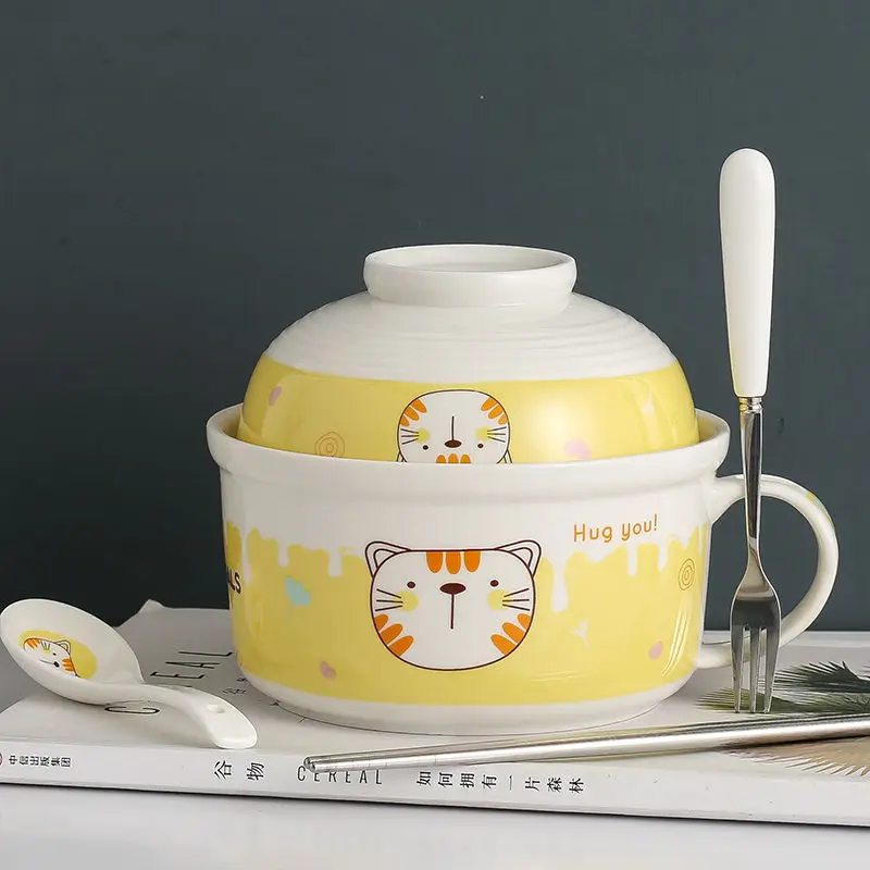 Керамическая миска для лапши в мультяшном стиле креативная Студенческая набор