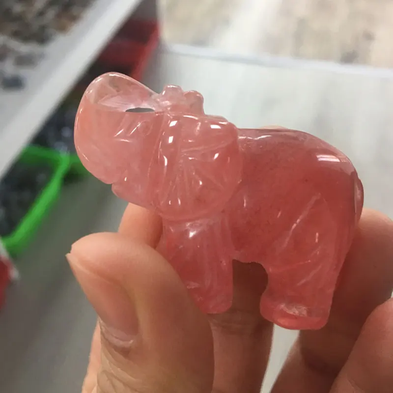 2 дюймов натуральный красный плавления с кристаллом фигурки слонов ремесло