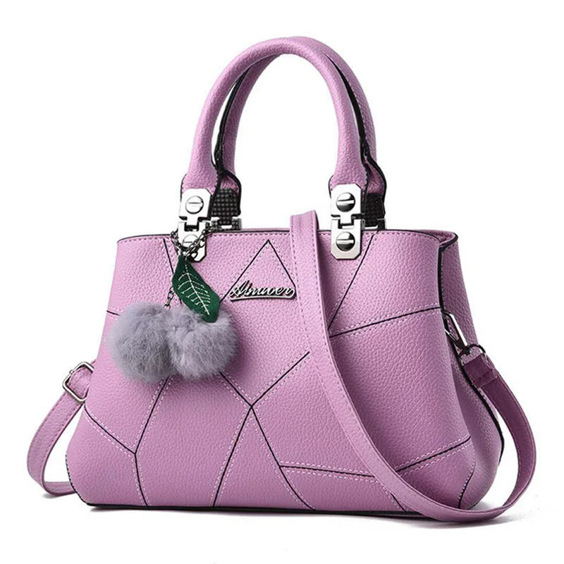 298Light purple 3Pcs/Set Bags For Women Handbag PU Leather Shoulder Bags Casual Tote Tassel Top Handle Designer Bag Composite Messenger Bag - Цвет: 298Light purple