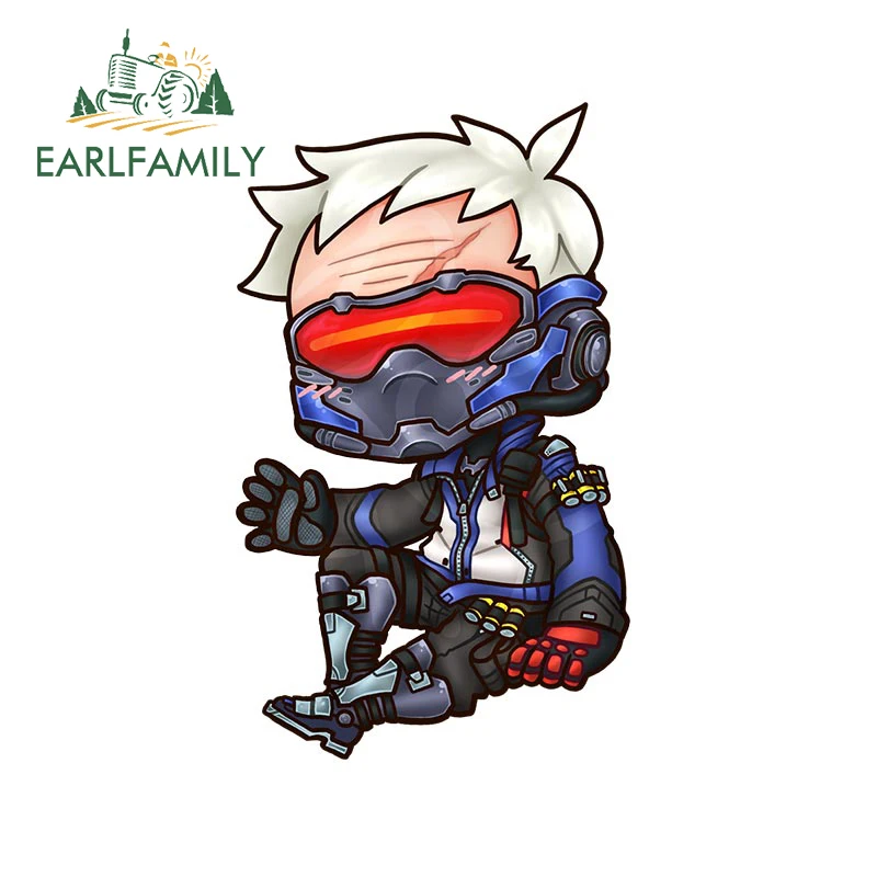 Наклейки на автомобиль EARLFAMILY 13см х 8,4см для Overwatch Soldier 76 Occlusion Scratch Decals Refrigerator Anime Vinyl JDM Decoration.