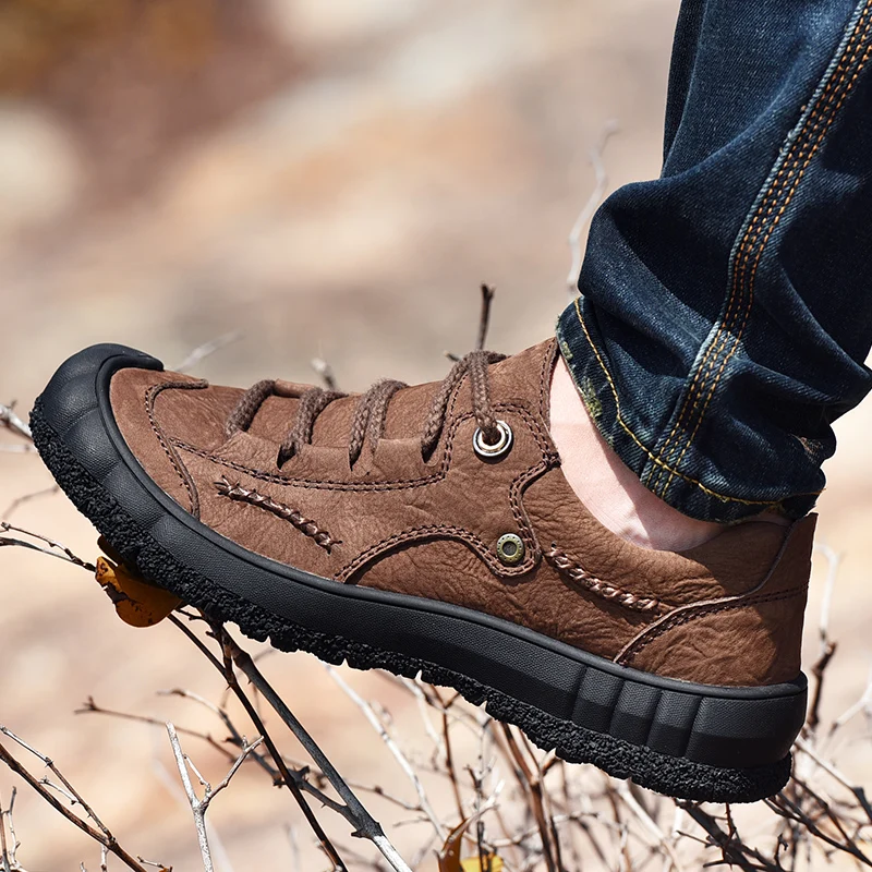 Мужская обувь из натуральной кожи для пеших прогулок уличная дышащая