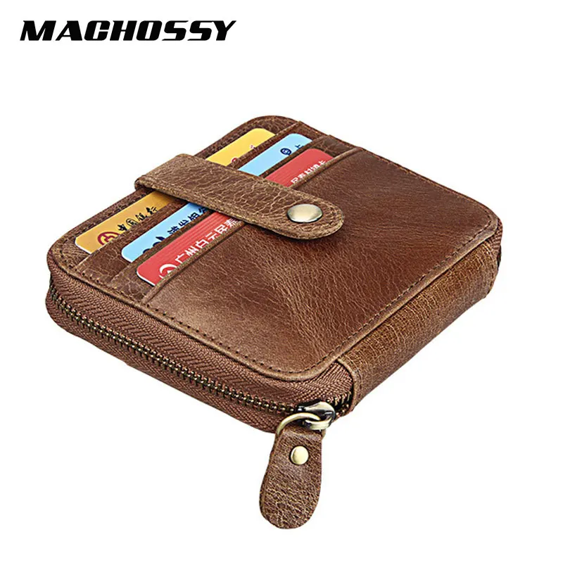 Кошелек для монет мужской из натуральной кожи держатель карт на молнии|Мужские