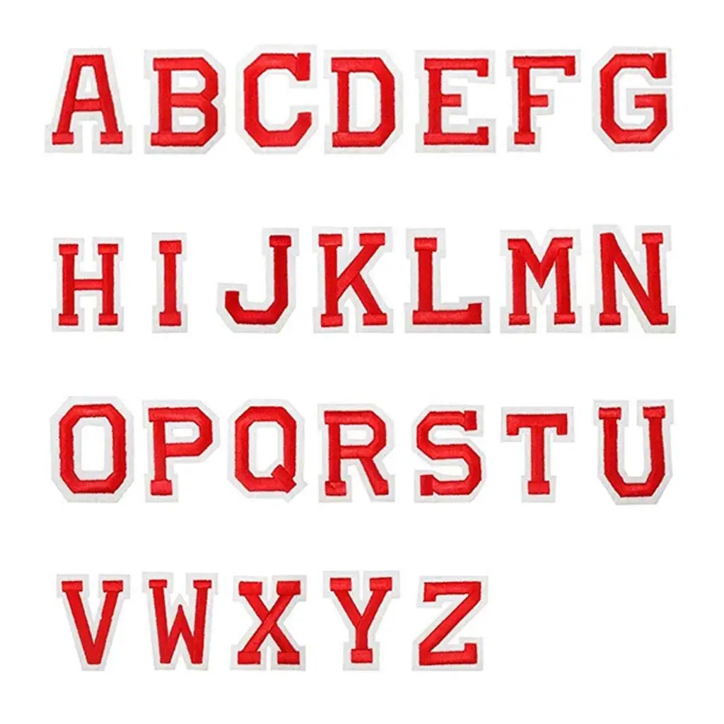 Новинка 2019 26 шт. нашивок с буквами алфавита вышитая нашивка помощью утюга красный