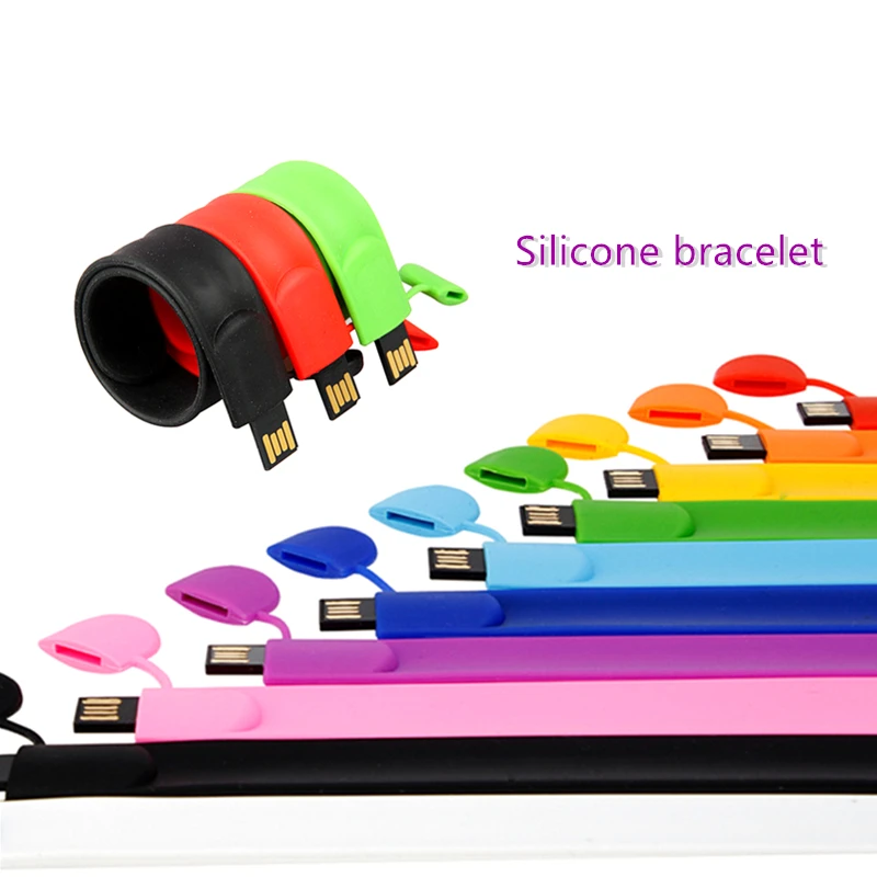 usb флеш-накопитель 32 Гб силиконовая Флешка-браслет 64 Гб ручка-накопитель 4 ГБ 8 ГБ usb карта памяти 16 Гб черный браслет usb флешка 128 ГБ