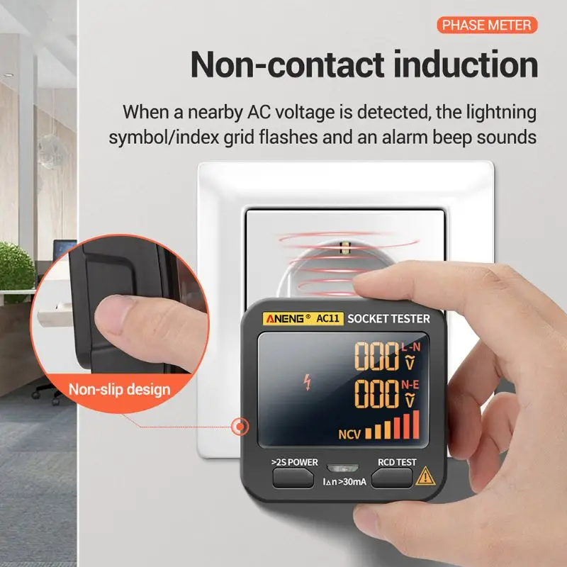 

Digital Socket Tester Voltage Test US/UK/EU/AU Plug Ground Zero Line Phase Check Rcd NCV Socket Leakage Detector