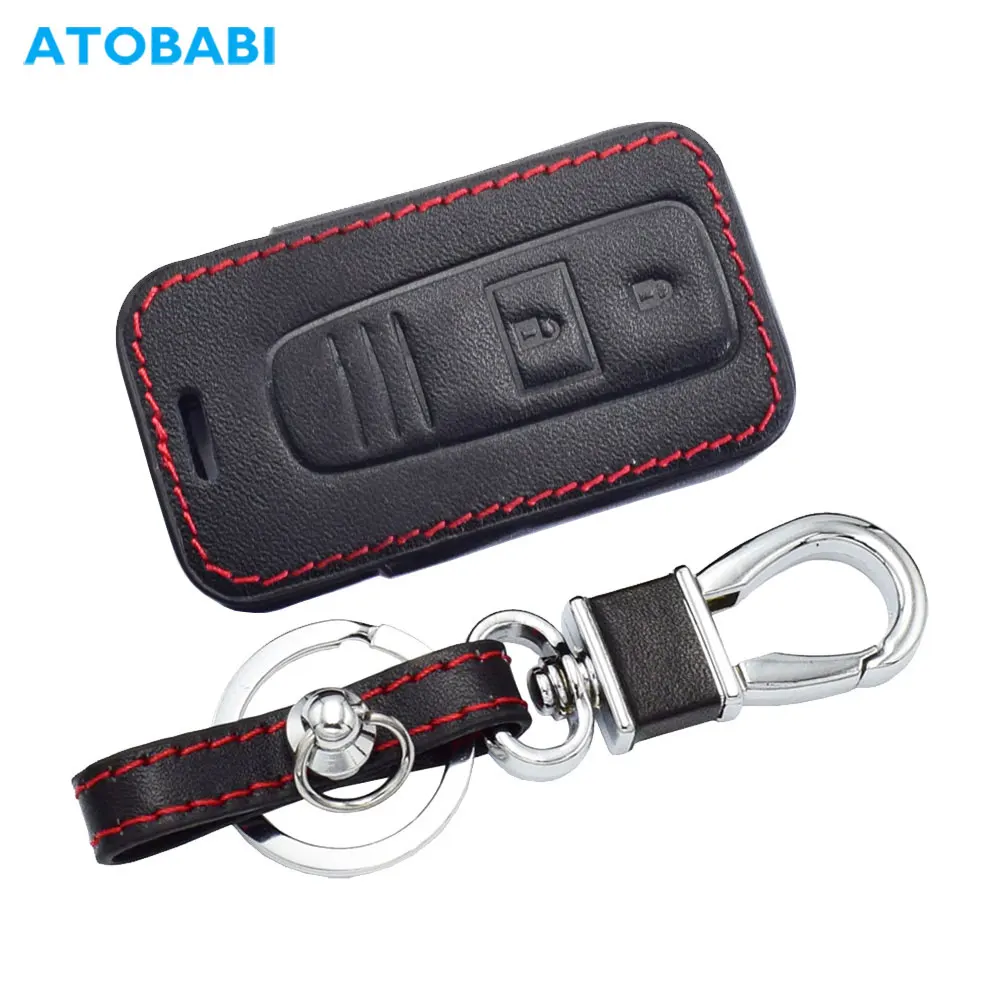 Leather Car Key Cases Smart Keyless Remote Control Fobs Shell Protector Cover For Toyota Avensis Corolla Verso Crown Prius RAV4