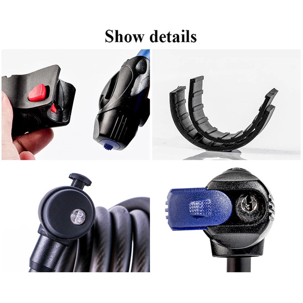 

1.2/1.8M Theft Spiral Steel Cable Bike Lock Steel Wire Double-Slide Recessed Key Warehouse Bike Safe Lock Portable Accessories