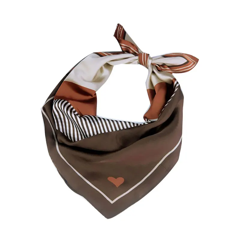 

1PC Elegant Women's Scarves Wrinkle Pleated Scarf Love Striped Print Hair Scarf Headscarf DIY Handbag Ribbon Female Square Scarf