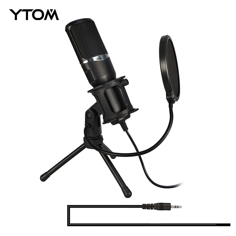 

YTOM M1Lite PC Microphone with Mic Stand, Professional 3.5mm Jack Recording Condenser Microphone Compatible with PC, Laptop