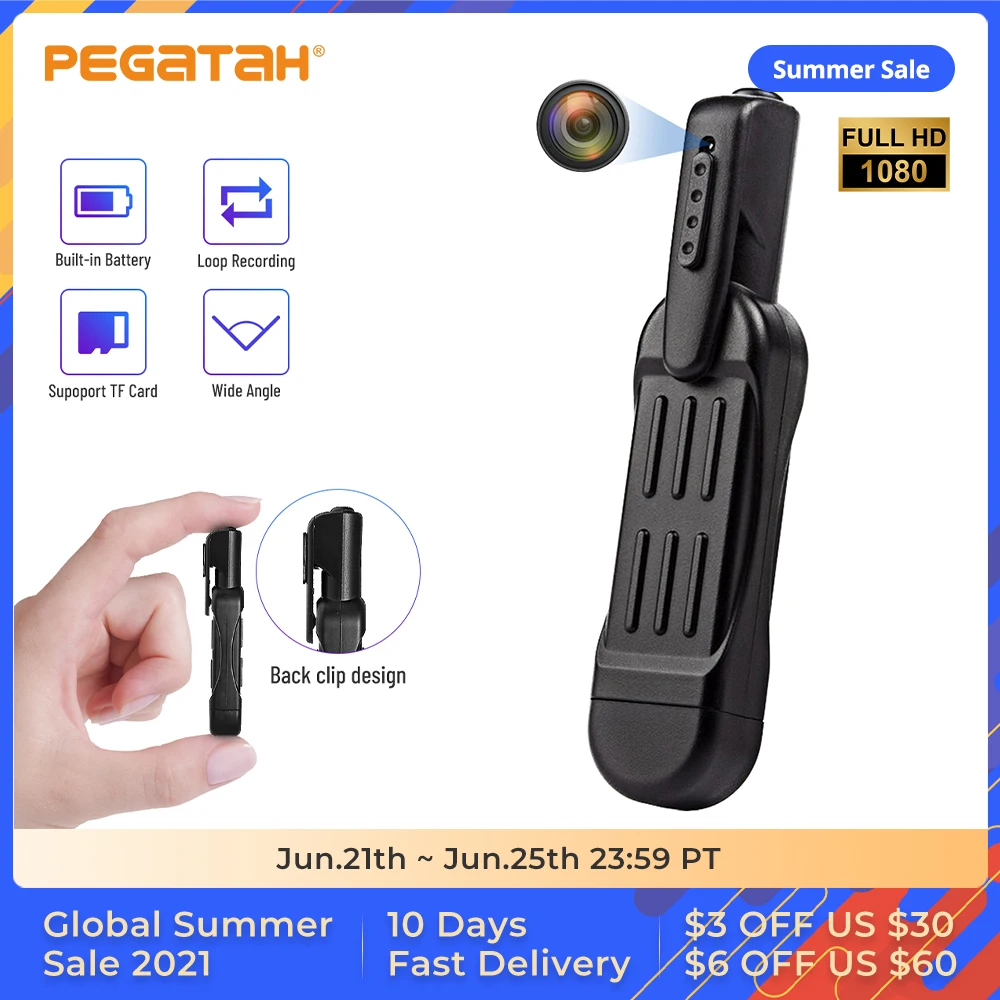 T189 1080P Mini Camera Full HD Back clip Camera Mini DVR Digital Video Surveillance Mini DV Cam Support 32GB Card micro camera