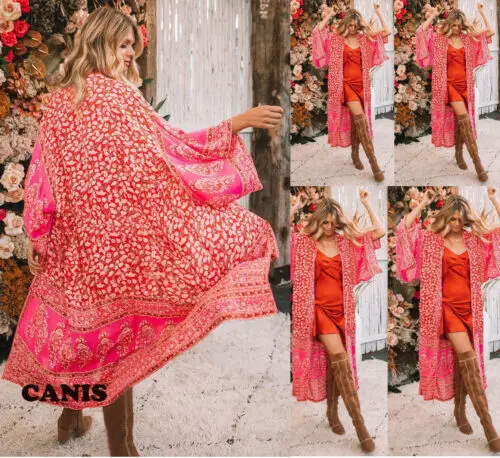 Meihuida цветочные накидки Женская пляжная шаль кардиган с кисточками шифоновый