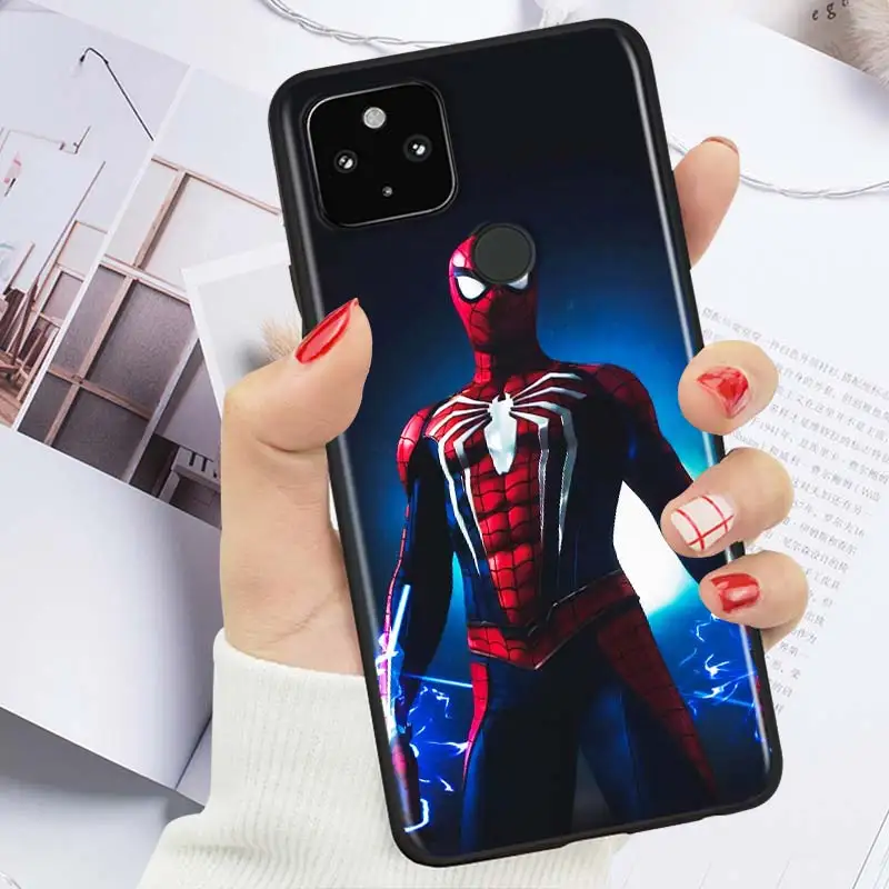 

Hot Marvel Spiderman Shockproof Cover for Google Pixel 5 4 4A XL 5G Black Phone Case Shell Soft TPU Fundas Coque Capa