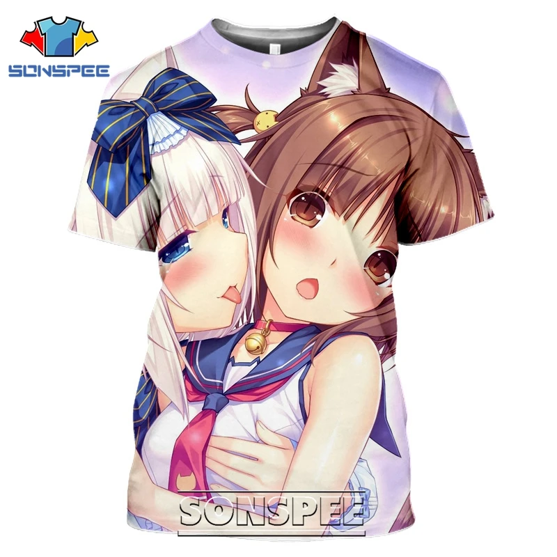 SONSPEE 3D принт Повседневная обувь для мужчин и женщин с коротким рукавом Nekopara