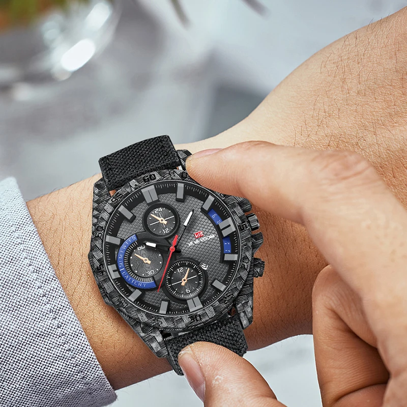 Мужские кварцевые наручные часы VAVA VOOM с кожаным и нейлоновым ремешком | Наручные