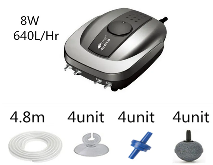 AIR8000 A SET Ультра тихий аквариумный насос, одиночный воздушный насос для аквариума, кислородный воздушный насос для аквариума, аксессуары для рыб - Цвет: AIR8000 A SET