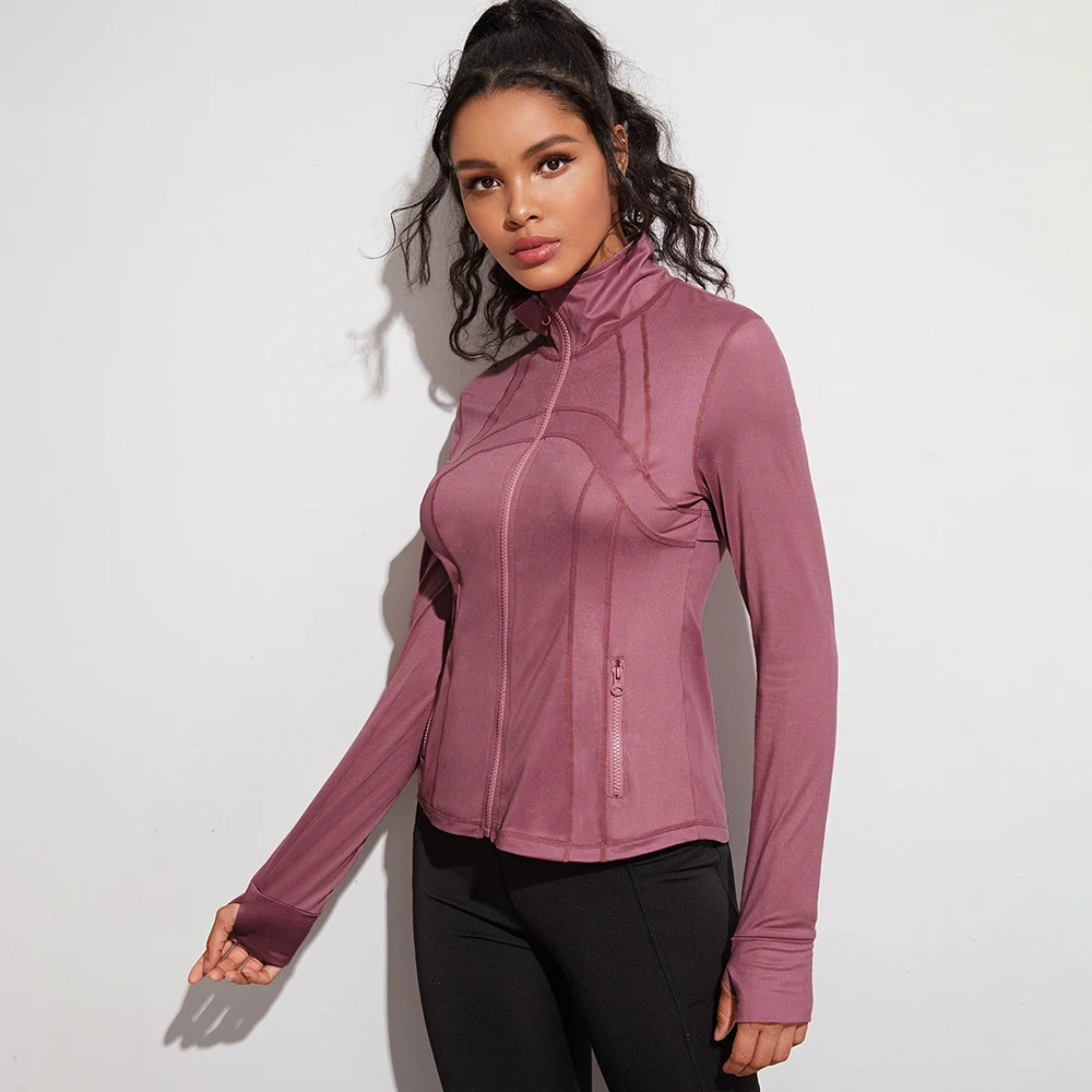

Women's Full Zip Workout Jackets, Long Sleeve Active Track Running Jacket, Lightweight Yoga Athletic Jacket
