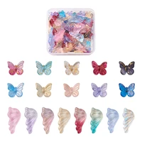 colorful dog paw print beads fishtail leaf butterfly wing charms transparent spray painted glass pendants jewelry accessories