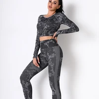 women seamless yoga set squat proof high waist gym leggings shirts suit long sleeve tops fitness sports running thin yoga sets