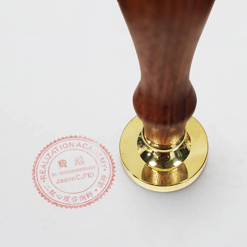 Чернильный штамп с изображением персонального логотипа деревянная ручка