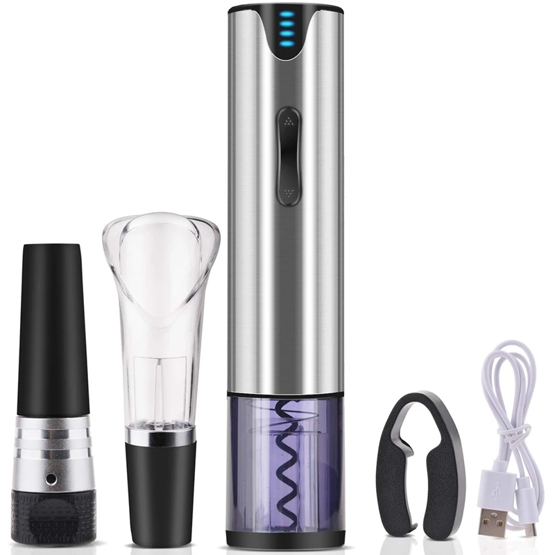 

Electric Wine Opener Rechargeable,Automatic Wine Bottle Openers With Premium Vacuum, Wine Opener,Pourer,Foil Cutter And Usb Rech