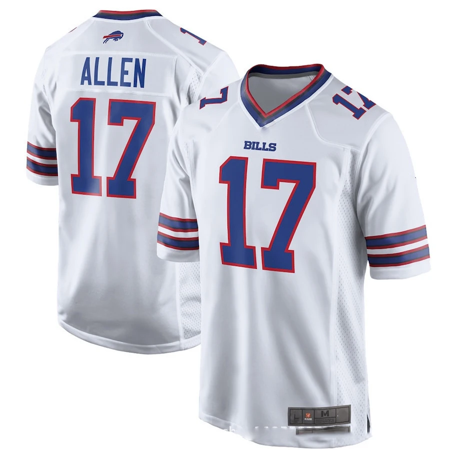 

Bilok Embroidery American Jersey Buffalo Bills Allen 17# Rugby Shirts Fans Wear Men Women Kid Youth Blue Bills Football Jersey