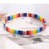 creative handmade custom tila rice bead woven bracelet rainbow jewelry insta fashion charm bracelets women gift bracelet women