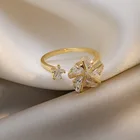 Вращающаяся звезда из циркония, ветряная мельница, Открытое кольцо, модное женское изящное элегантное ювелирное изделие, Романтические кольца