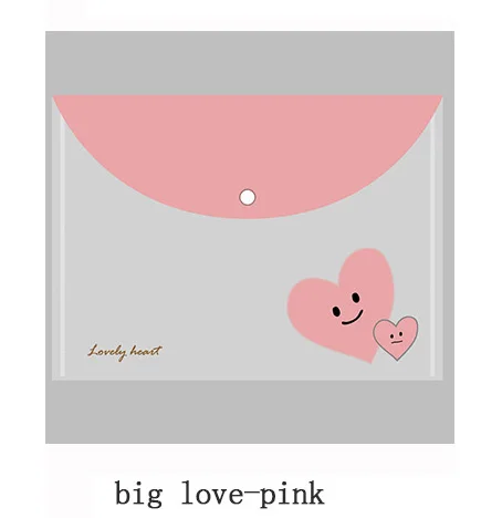big love-pink 4 шт., А4, сумка для файлов, файл-менеджер, файл, карманный, для школы, офиса, канцелярские принадлежности, ПВХ, Сумка для документов, папка, органайзер для документов, милые животные - Color: big love-pink