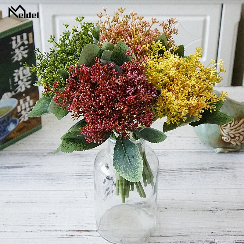 Meldel Wedding Bouquet Artificial Baby's Breath Bridal Flower Green Rice Spike Grass Supply | Свадьбы и торжества