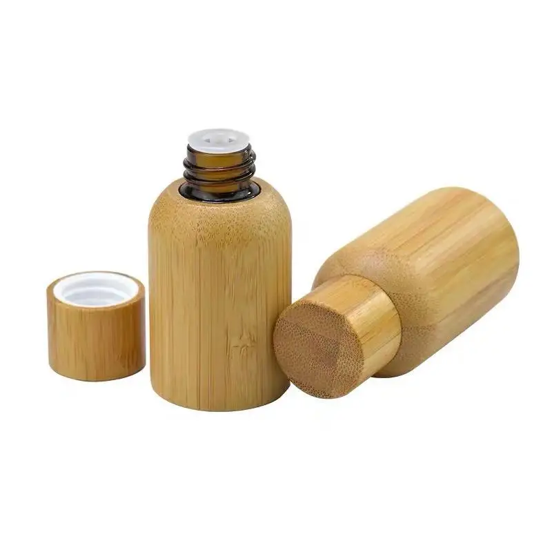 

15ml 30ml 50ml Toner Bottle Skin Care Lotion Natural Bamboo Cap ECO-Friendly Bamboo Wood Glass Essence Packaging Container