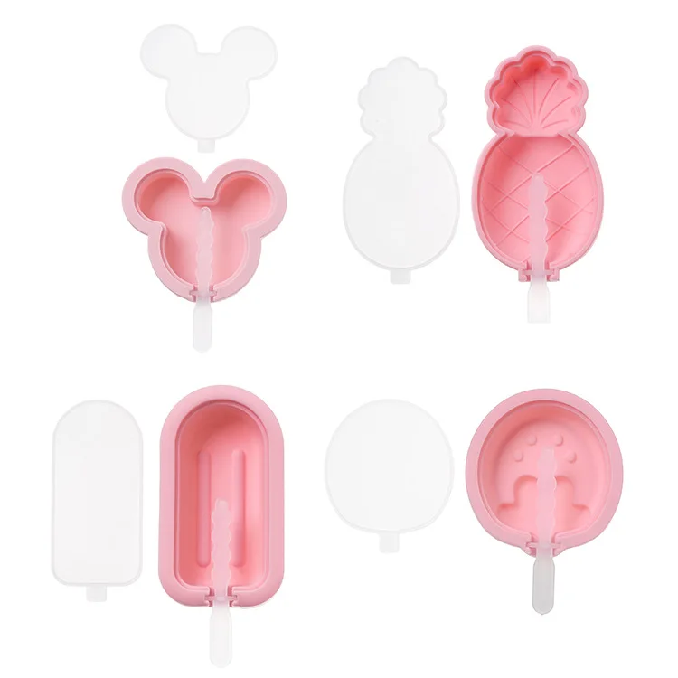 

Silicone Ice Cream Mould with Cover Cute Popsicle Barrel Diy Mold Dessert Ice Cream with Popsicle Stick Child Gift